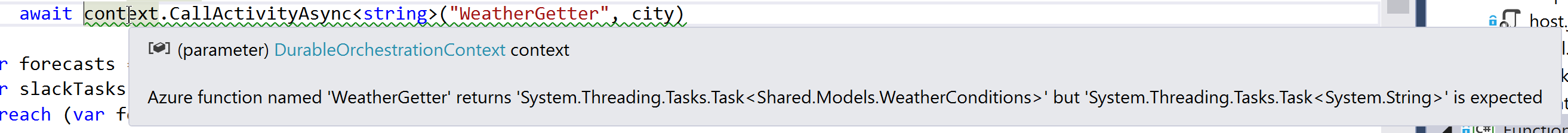An incorrect return type being detected
